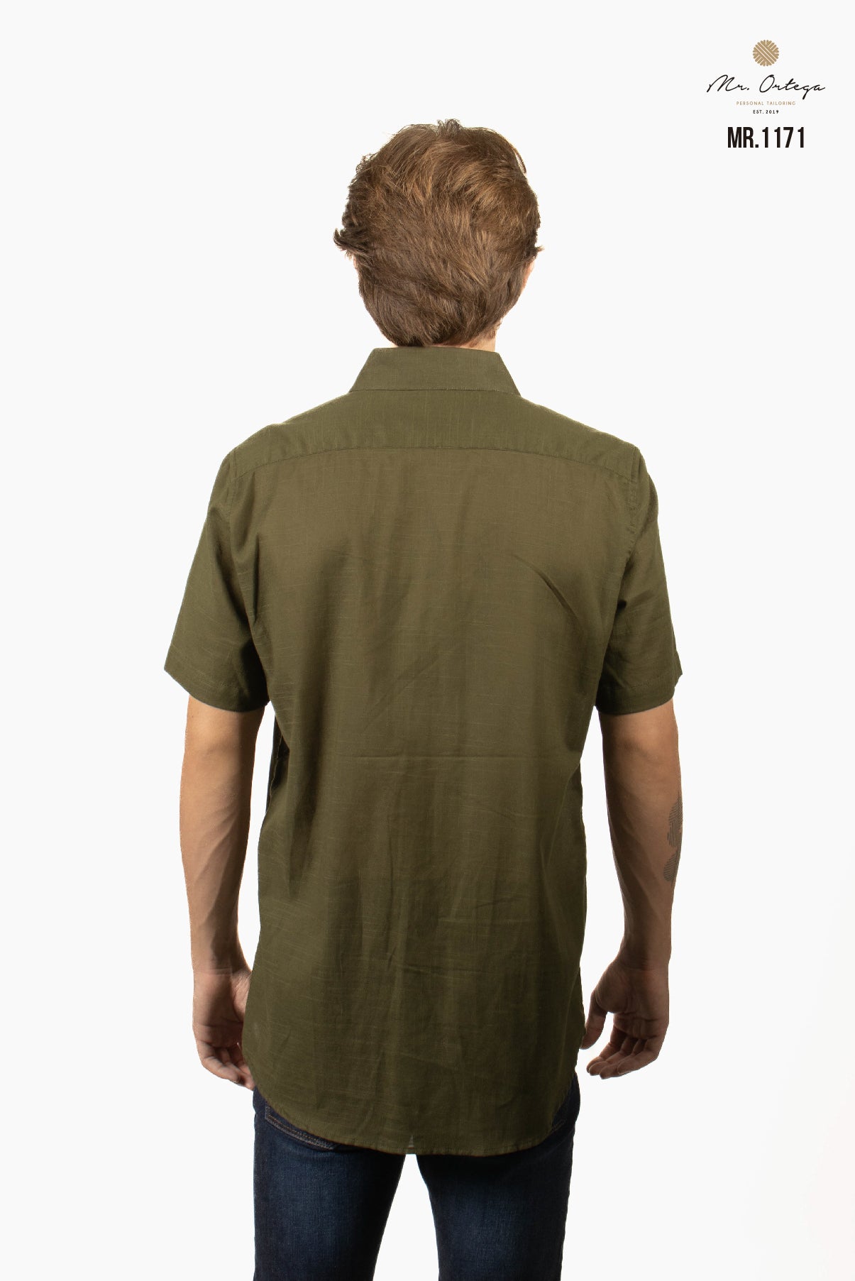 CAMISA VERDE OLIVO MANGA CORTA LOGOTIPO CIELO
