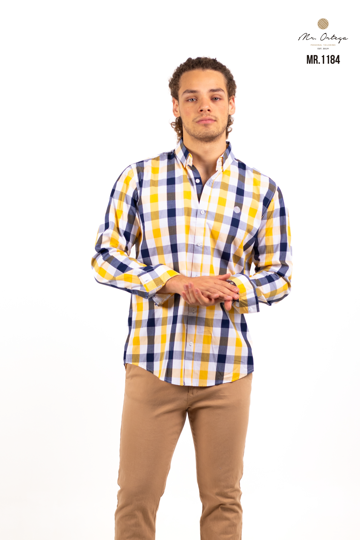 CAMISA CUADROS AMARILLO / AZUL MARINO Y BLANCO