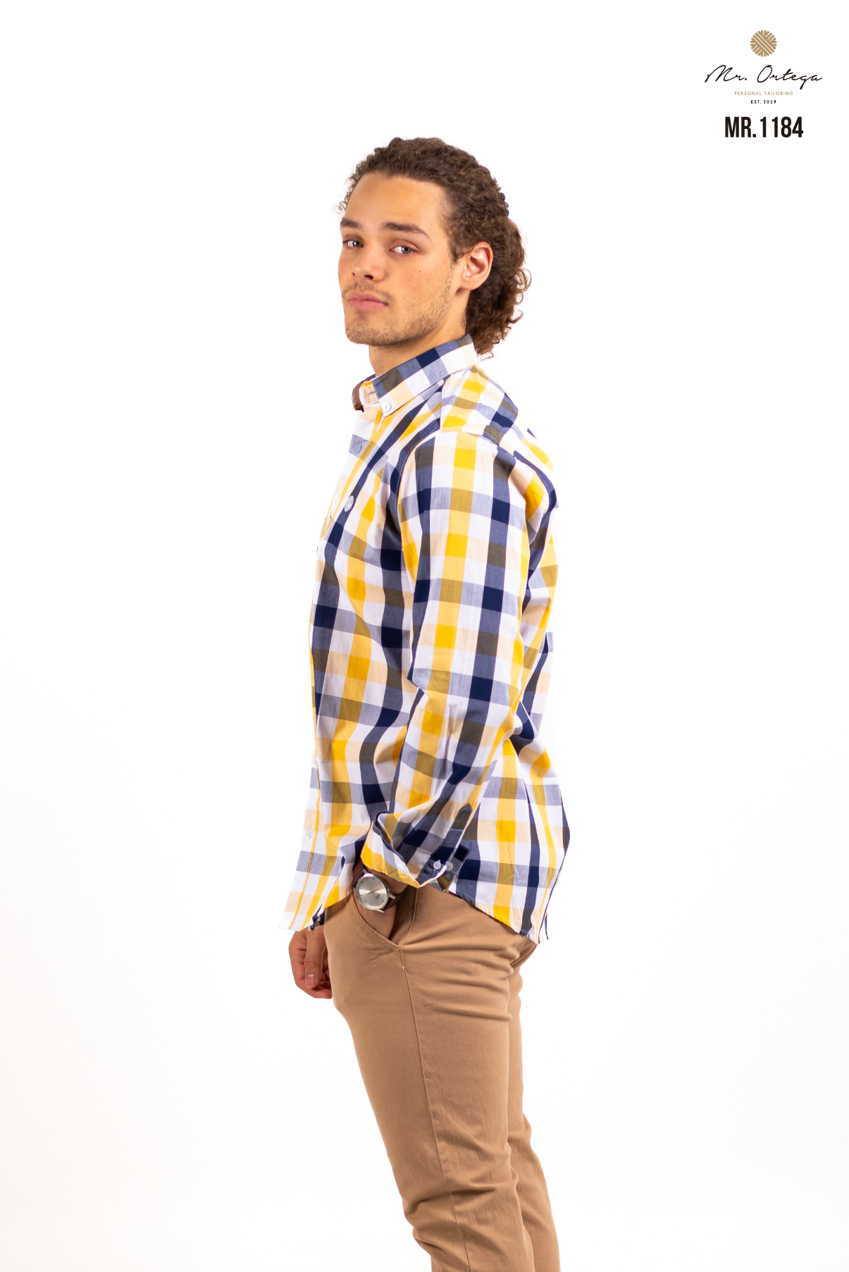 CAMISA CUADROS AMARILLO / AZUL MARINO Y BLANCO