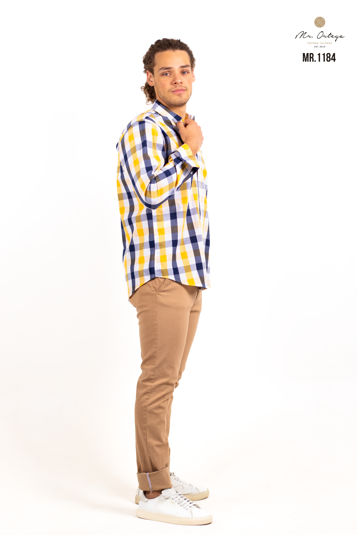 CAMISA CUADROS AMARILLO / AZUL MARINO Y BLANCO