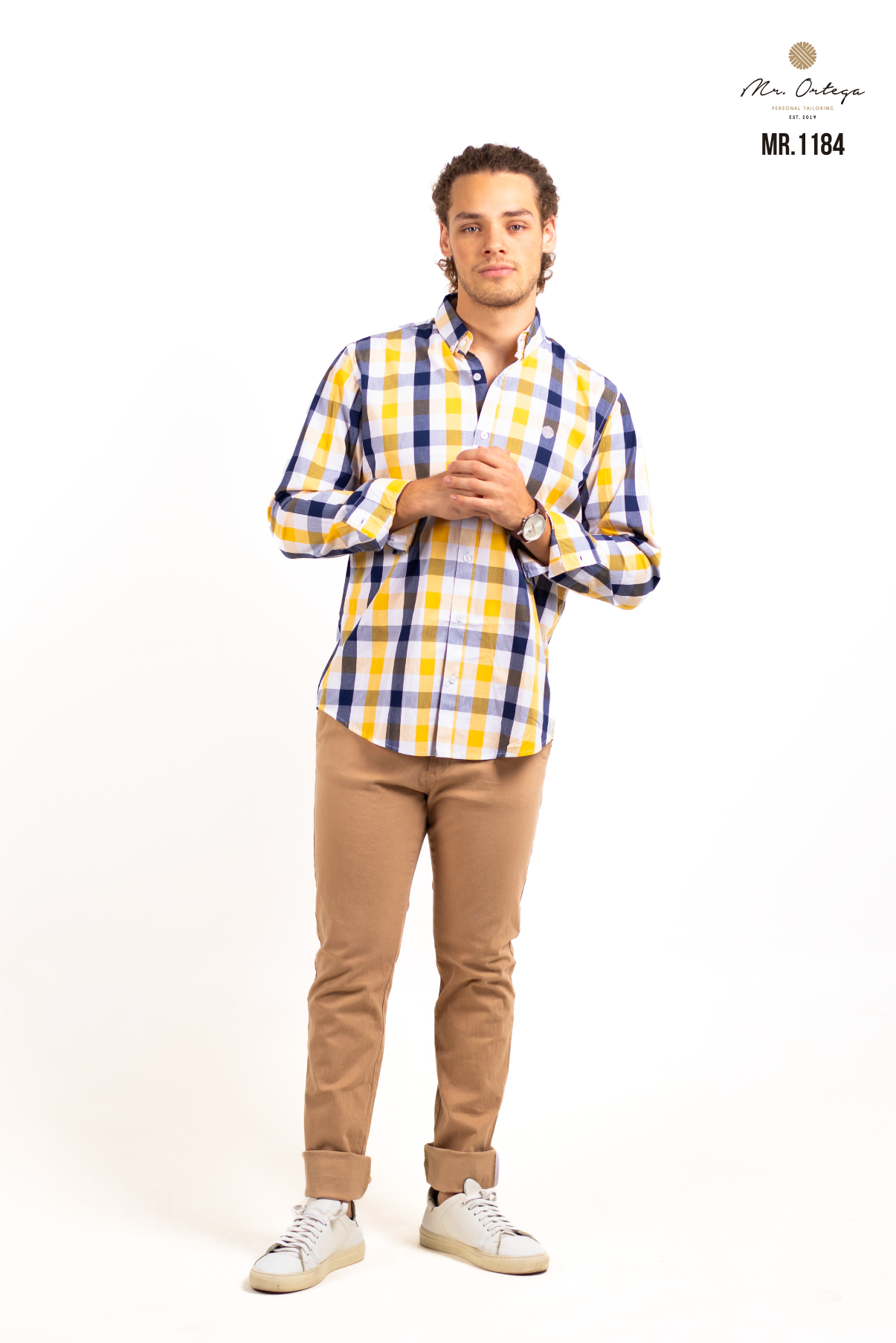 CAMISA CUADROS AMARILLO / AZUL MARINO Y BLANCO