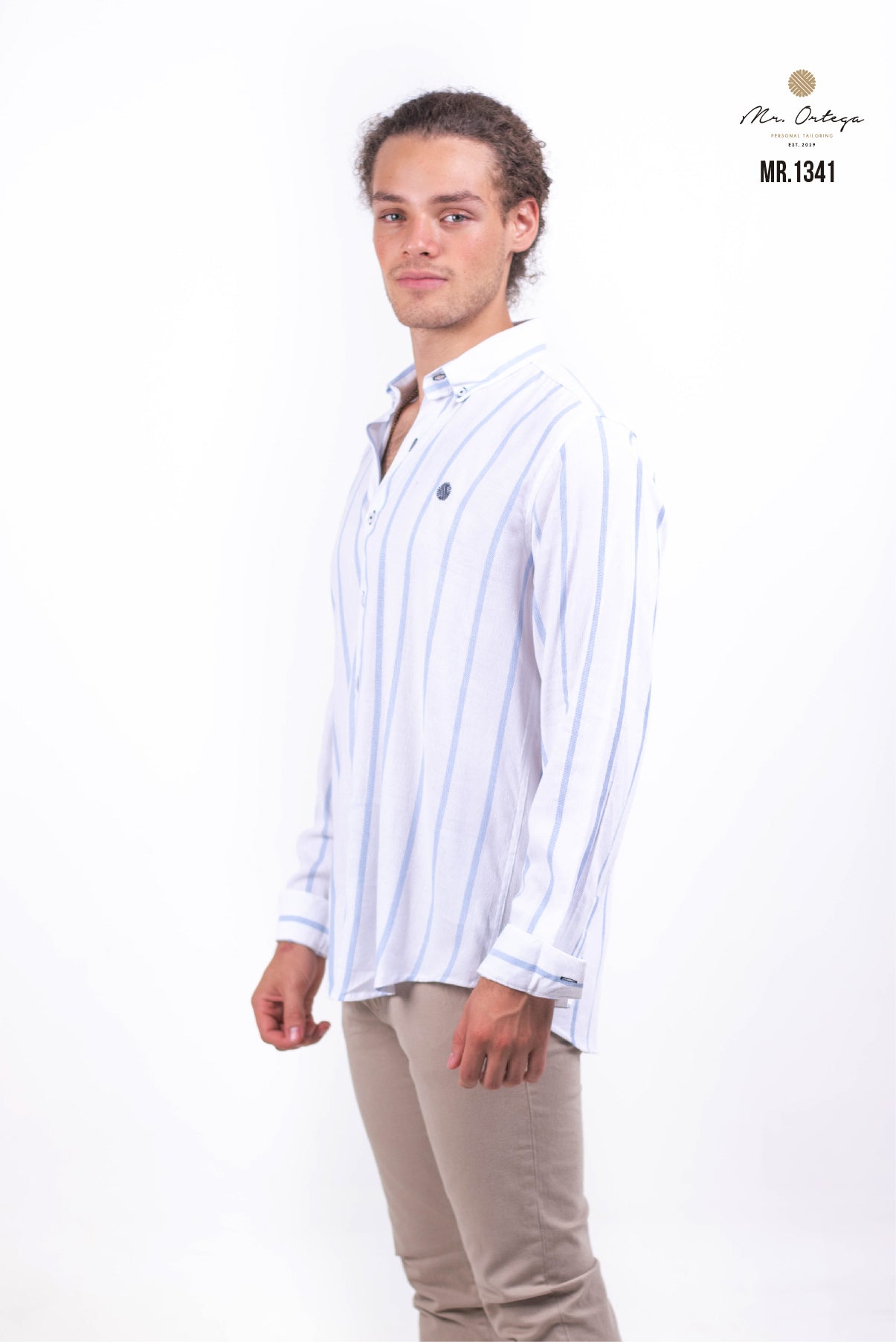 CAMISA RAYAS BLANCA / AZUL CIELO