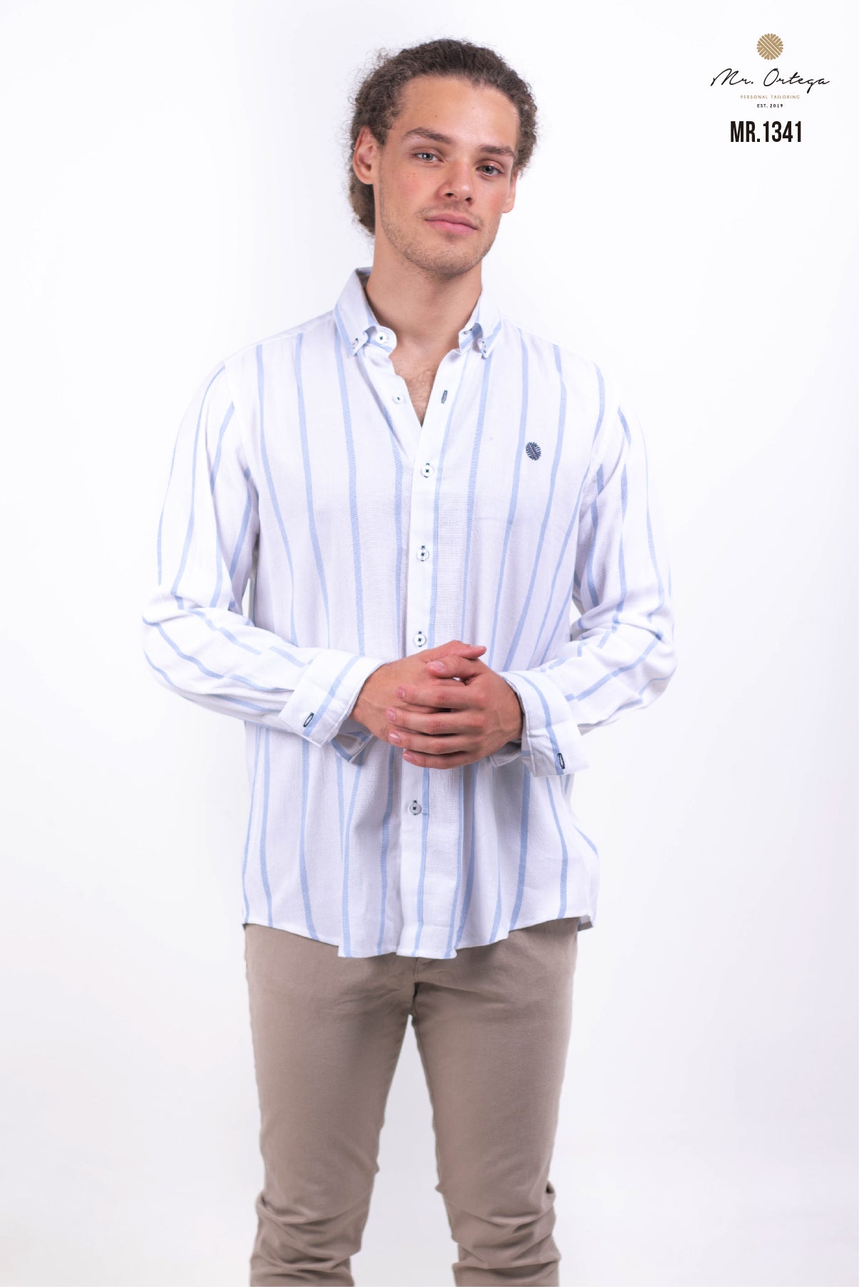CAMISA RAYAS BLANCA / AZUL CIELO