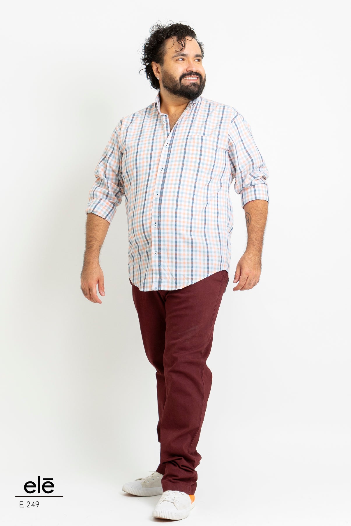CAMISA CUADROS VERDE, BLANCO Y SALMON