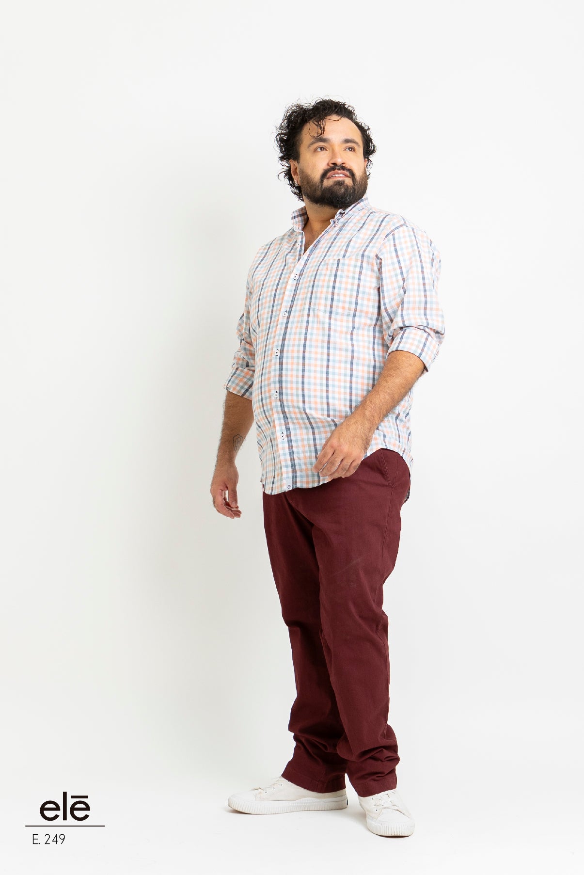 CAMISA CUADROS VERDE, BLANCO Y SALMON