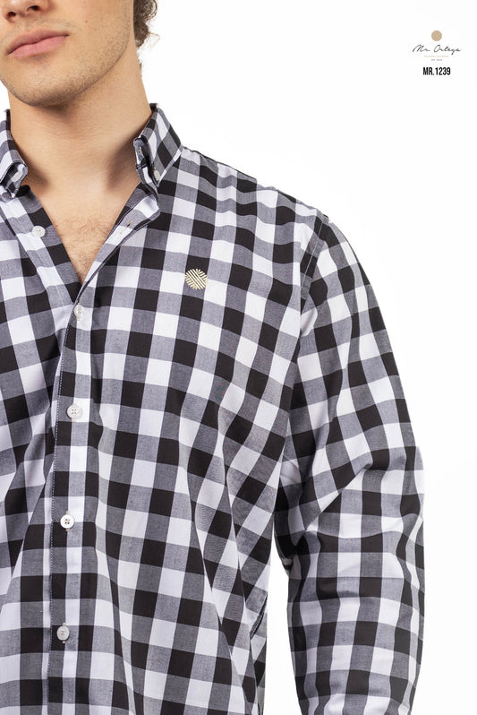 CAMISA CUADROS NEGRO / BLANCO