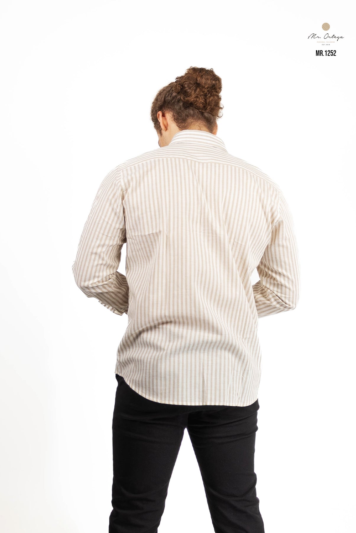 CAMISA RAYAS CAFÉ CLARO Y BEIGE
