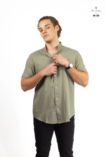 CAMISA LISA VERDE CLARO CUELLO MAO