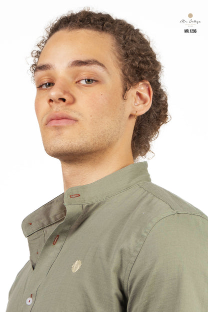 CAMISA LISA VERDE CLARO CUELLO MAO