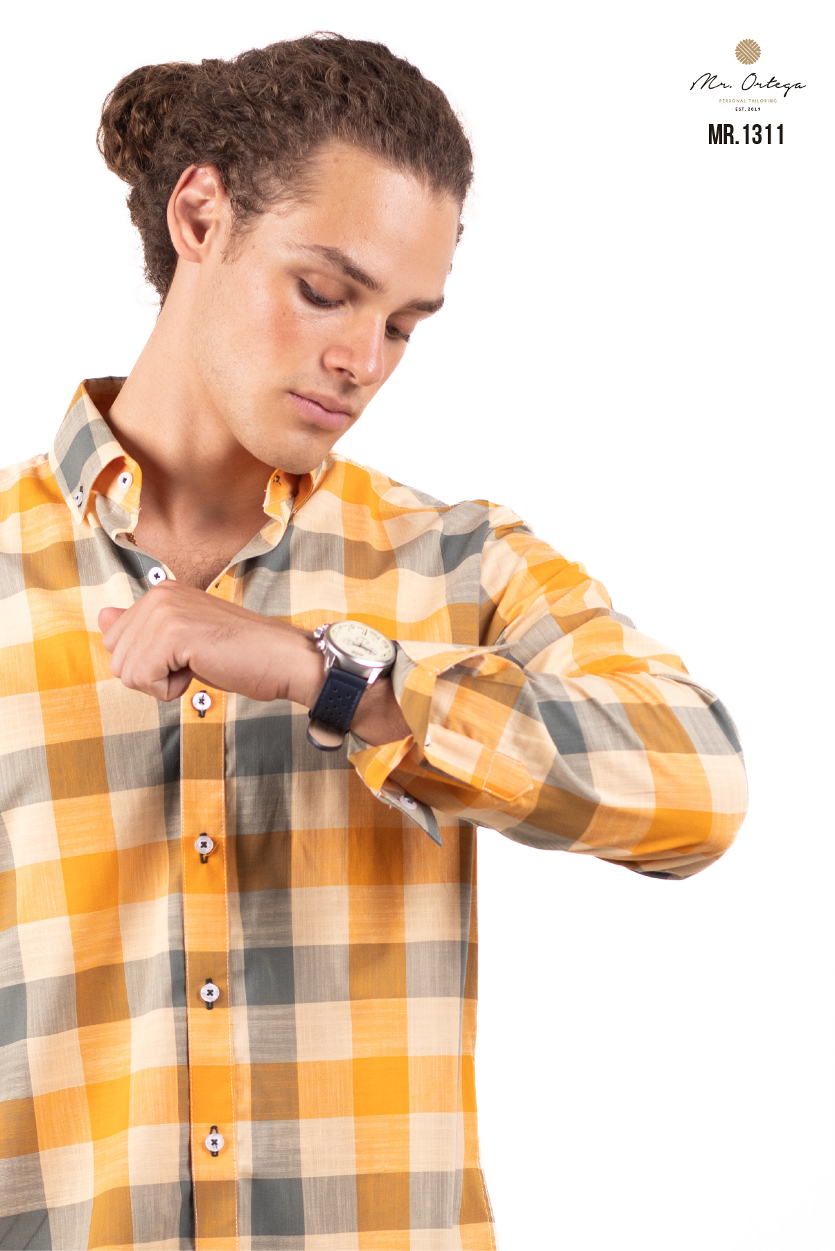 CAMISA CUADROS NARANJA / VERDE OSCURO Y NARANJA CLARO