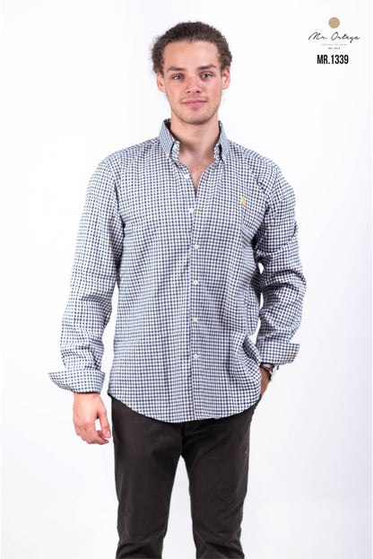 CAMISA CUADROS PEQUEÑOS VERDE / AZUL / BLANCO