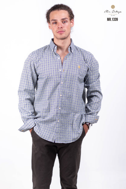 CAMISA CUADROS PEQUEÑOS VERDE / AZUL / BLANCO
