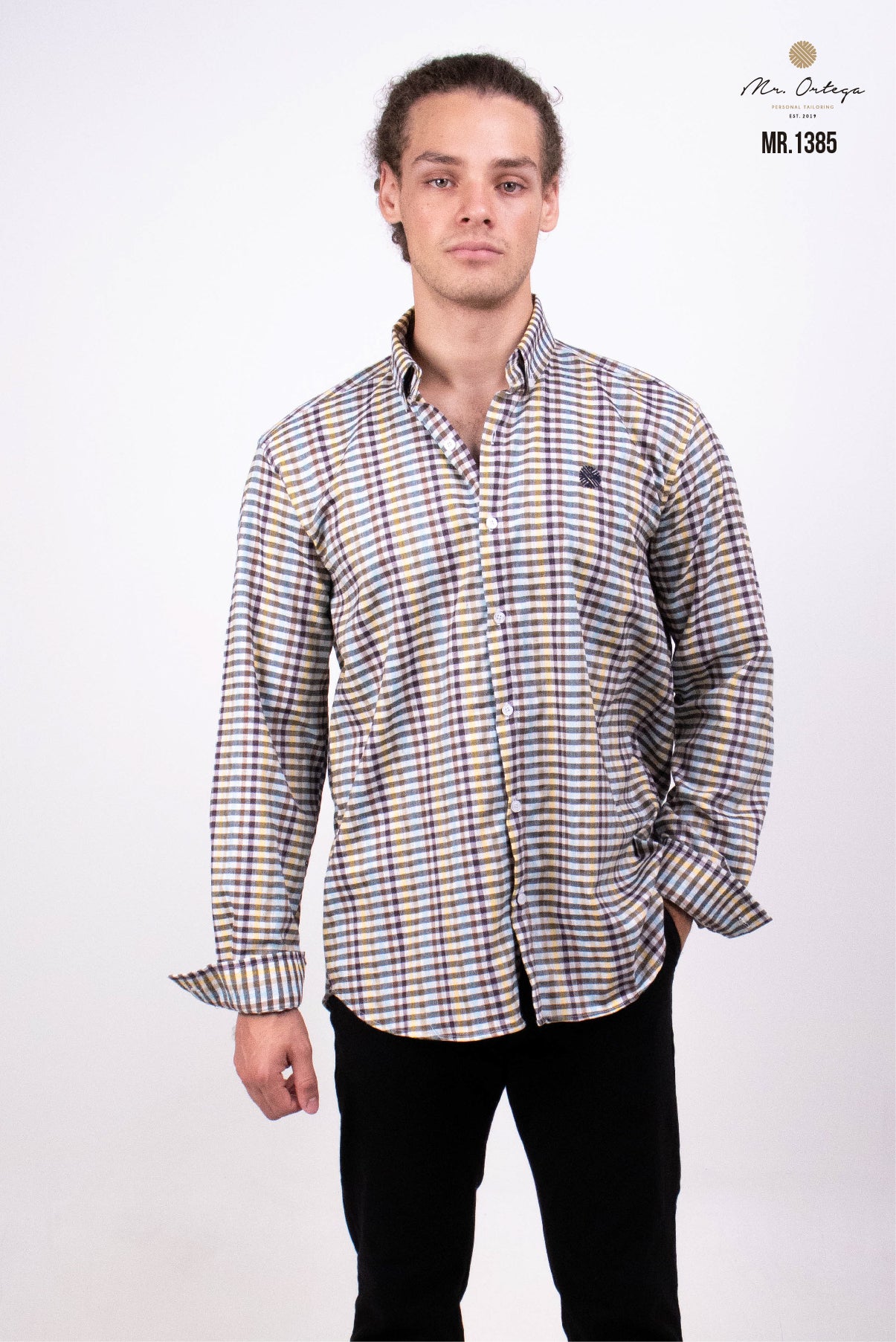 CAMISA CUADROS PEQUEÑOS CAFÉ / AMARILLO / AZUL