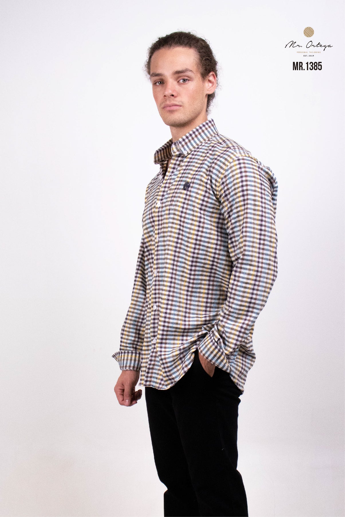 CAMISA CUADROS PEQUEÑOS CAFÉ / AMARILLO / AZUL