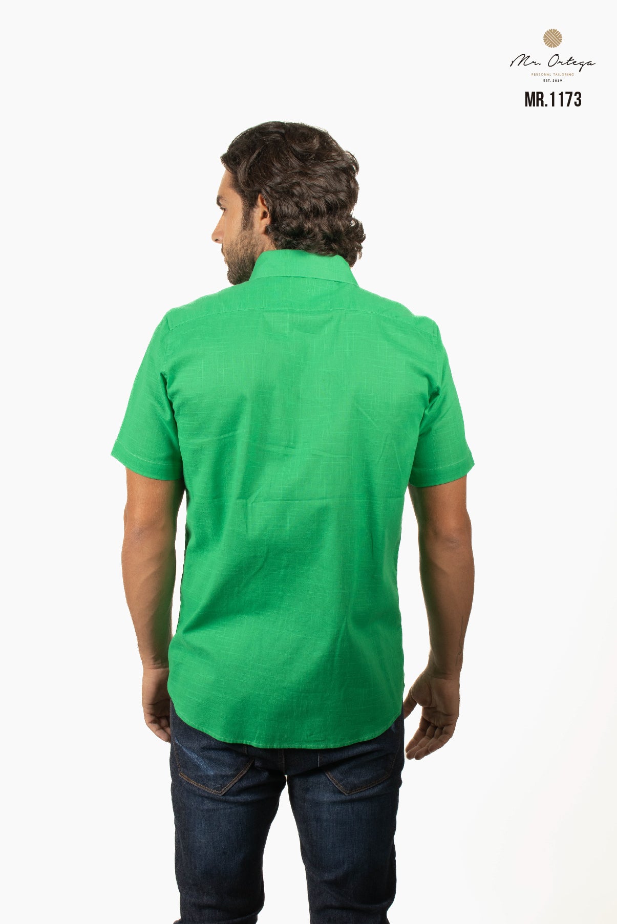 CAMISA VERDE LIMÓN LISA MANGA CORTA