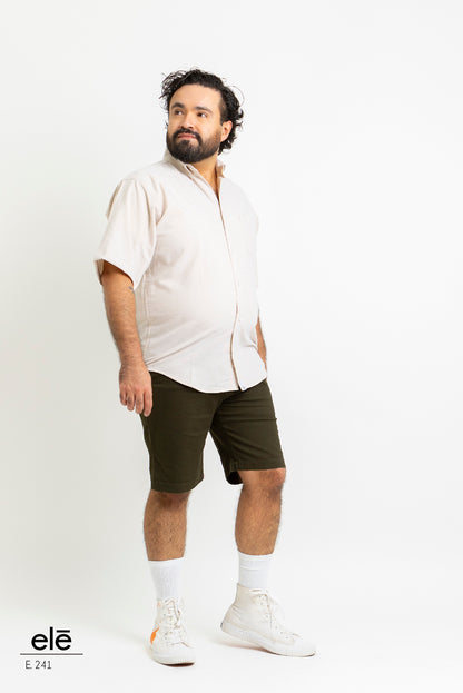 CAMISA LISA BEIGE MANGA CORTA