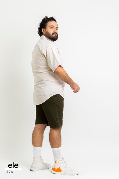 CAMISA LISA BEIGE MANGA CORTA