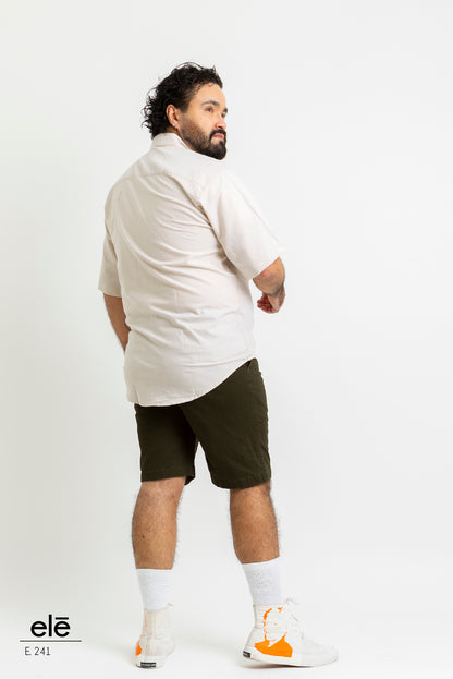 CAMISA LISA BEIGE MANGA CORTA