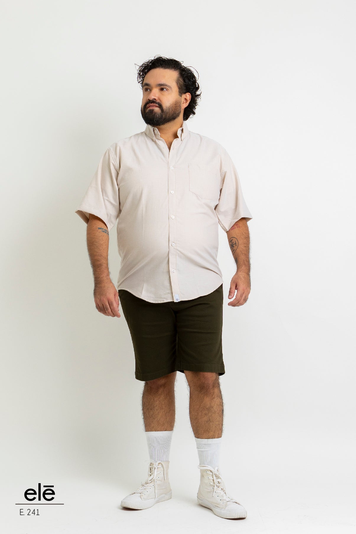 CAMISA LISA BEIGE MANGA CORTA
