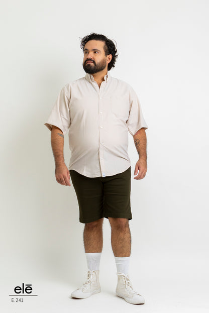 CAMISA LISA BEIGE MANGA CORTA