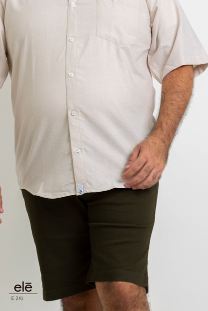 CAMISA LISA BEIGE MANGA CORTA