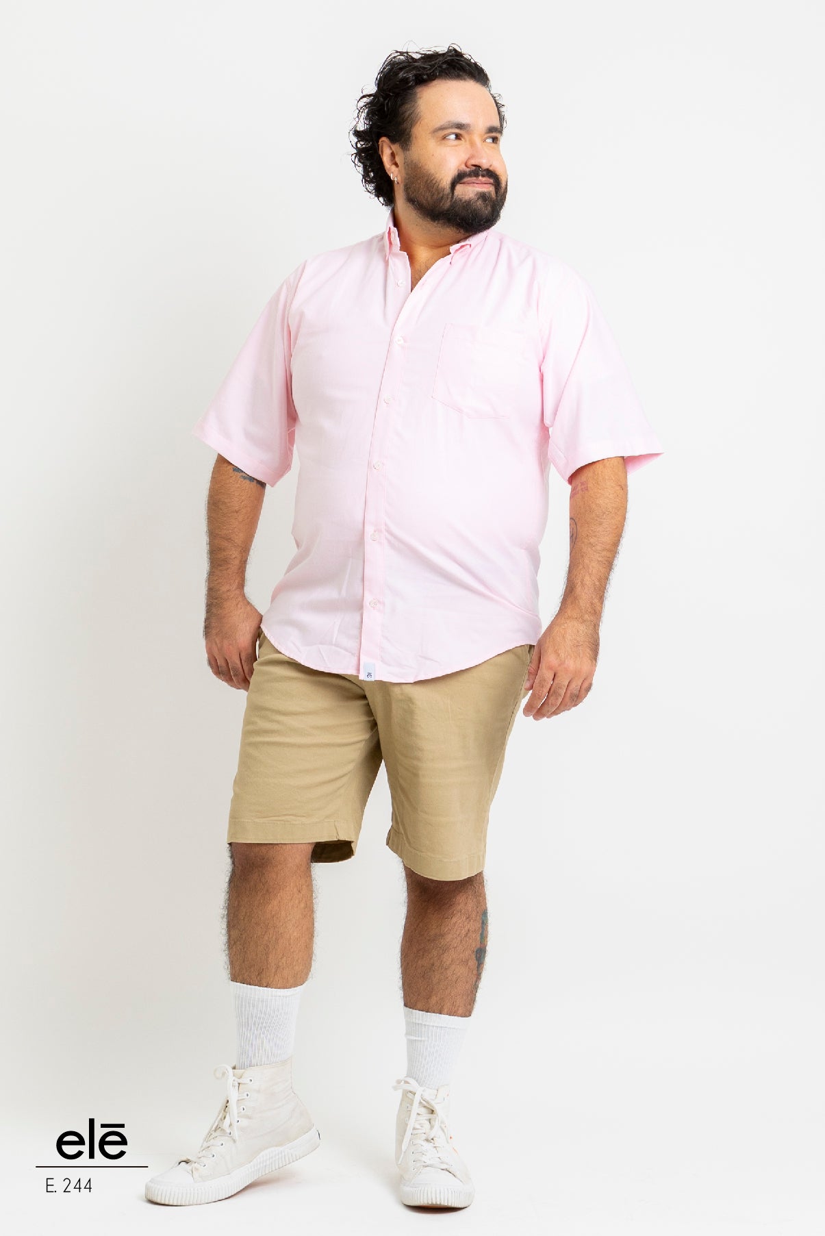 CAMISA LISA ROSA MANGA CORTA
