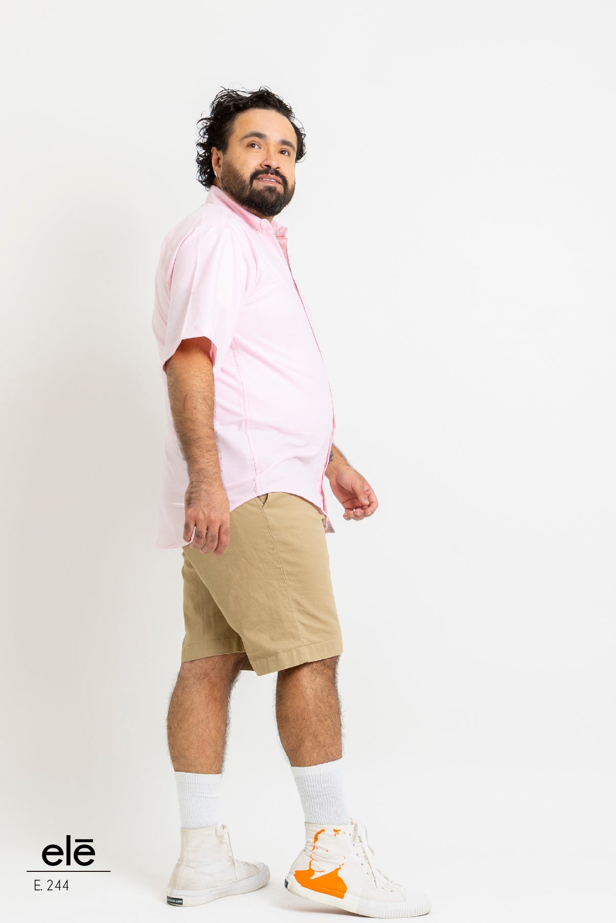 CAMISA LISA ROSA MANGA CORTA