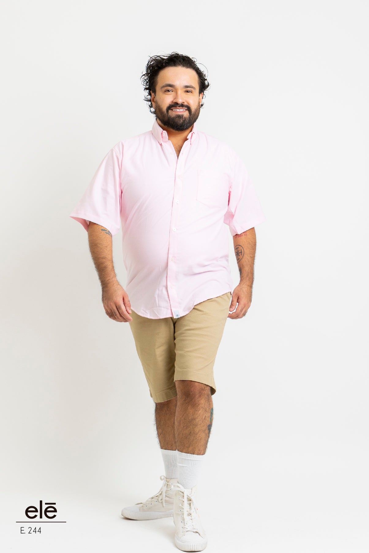 CAMISA LISA ROSA MANGA CORTA
