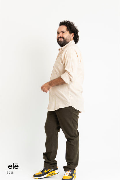 CAMISA BEIGE LINEAS BLANCO
