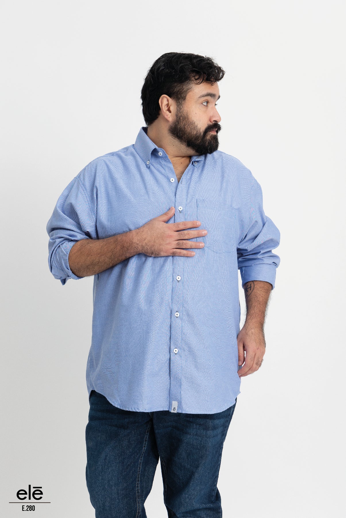 CAMISA AZUL CIELO LISA MANGA LARGA