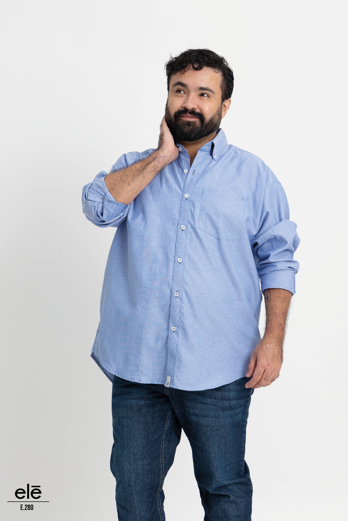 CAMISA AZUL CIELO LISA MANGA LARGA