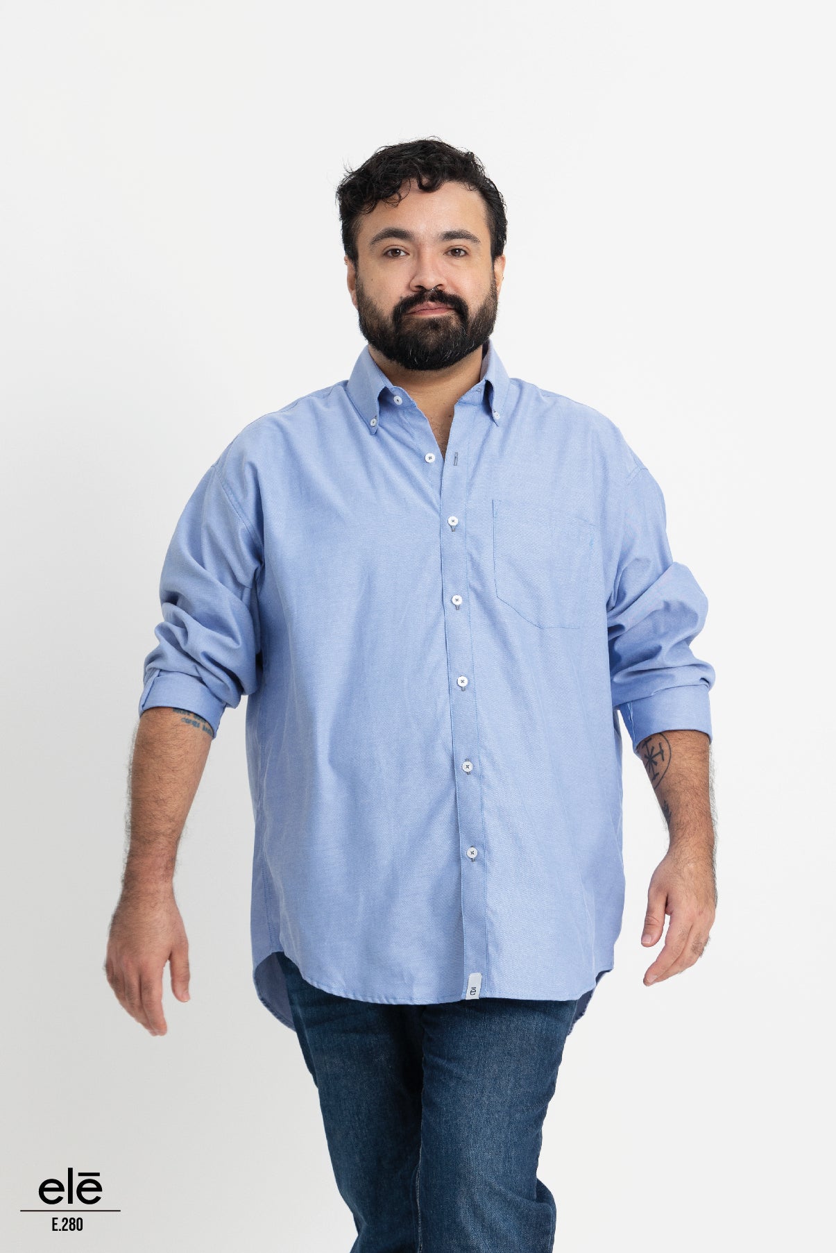 CAMISA AZUL CIELO LISA MANGA LARGA