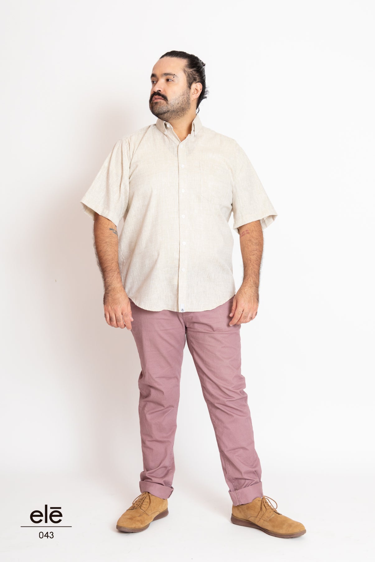 CAMISA COLOR BEIGE LISA LINO MEXICANO