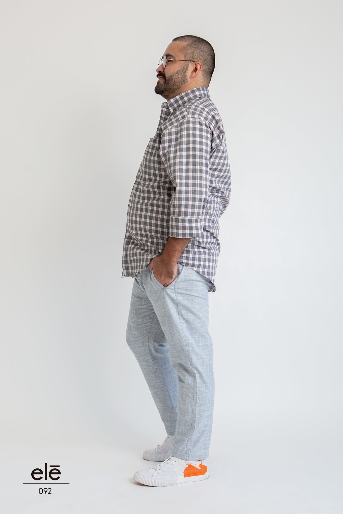 CAMISA CUADROS GRIS / ROJO